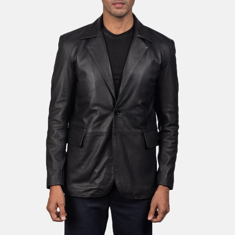 Mens black leather blazer 2025