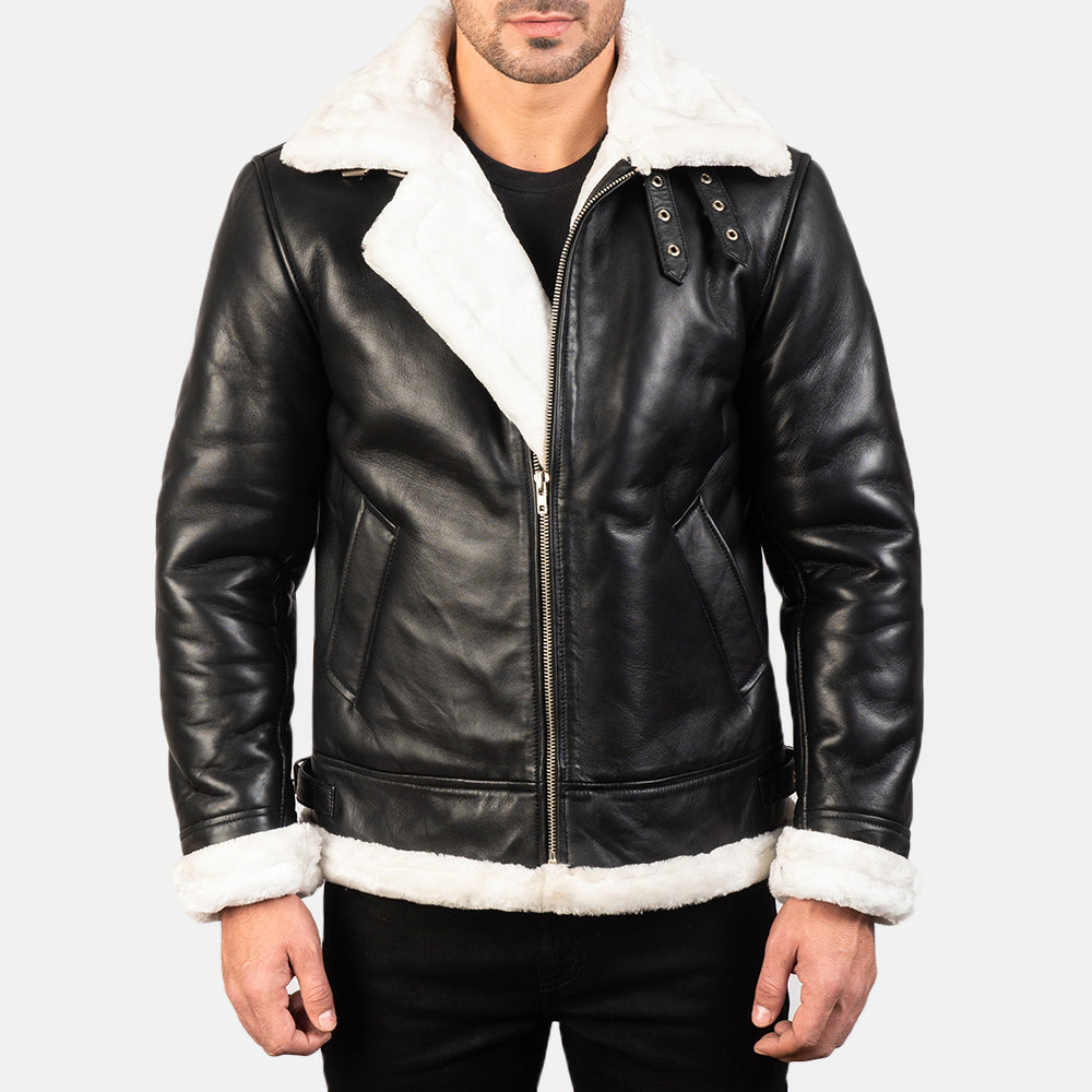Mens aviator jacket black hot sale
