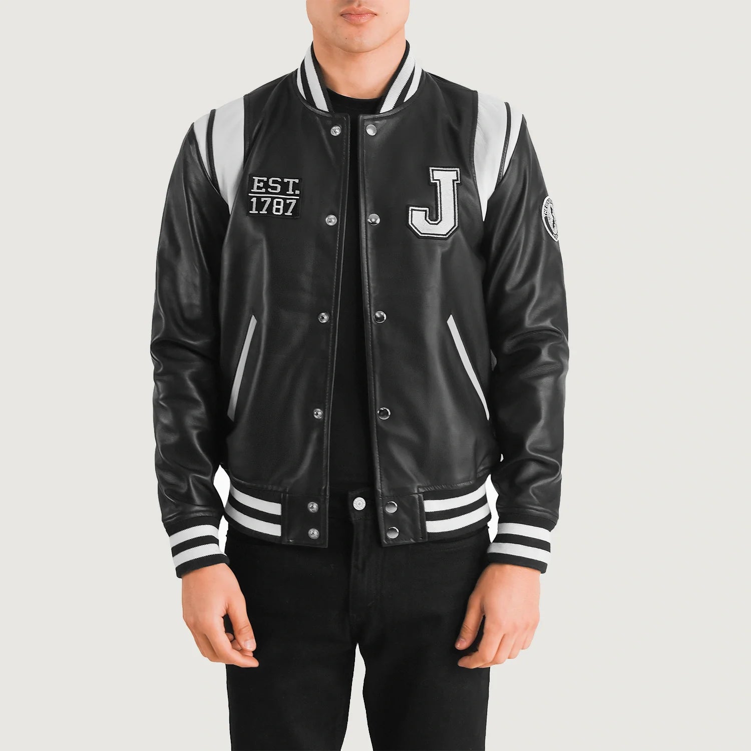 Veste Varsity Homme En Laine Et Cuir Véritable - Style Letterman College - Neuf Avec étiquettes