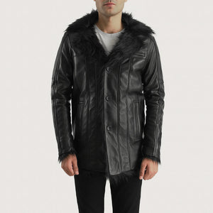 Manteau en cuir noir Furcliff