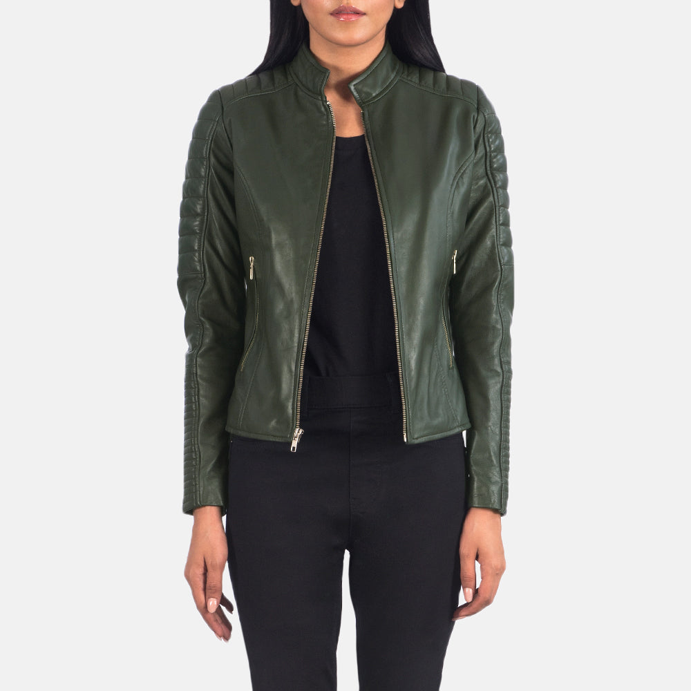 Ladies green biker jacket online