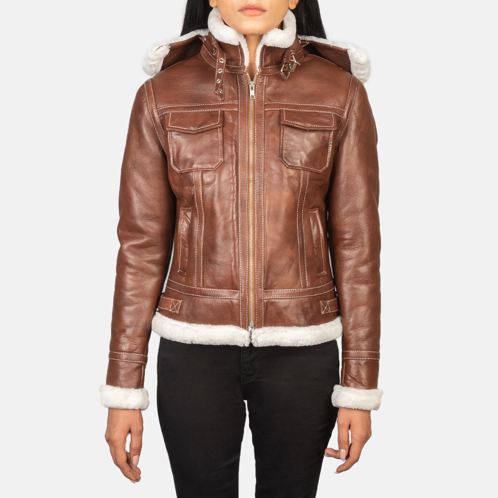 Michael kors hooded leather jacket shop