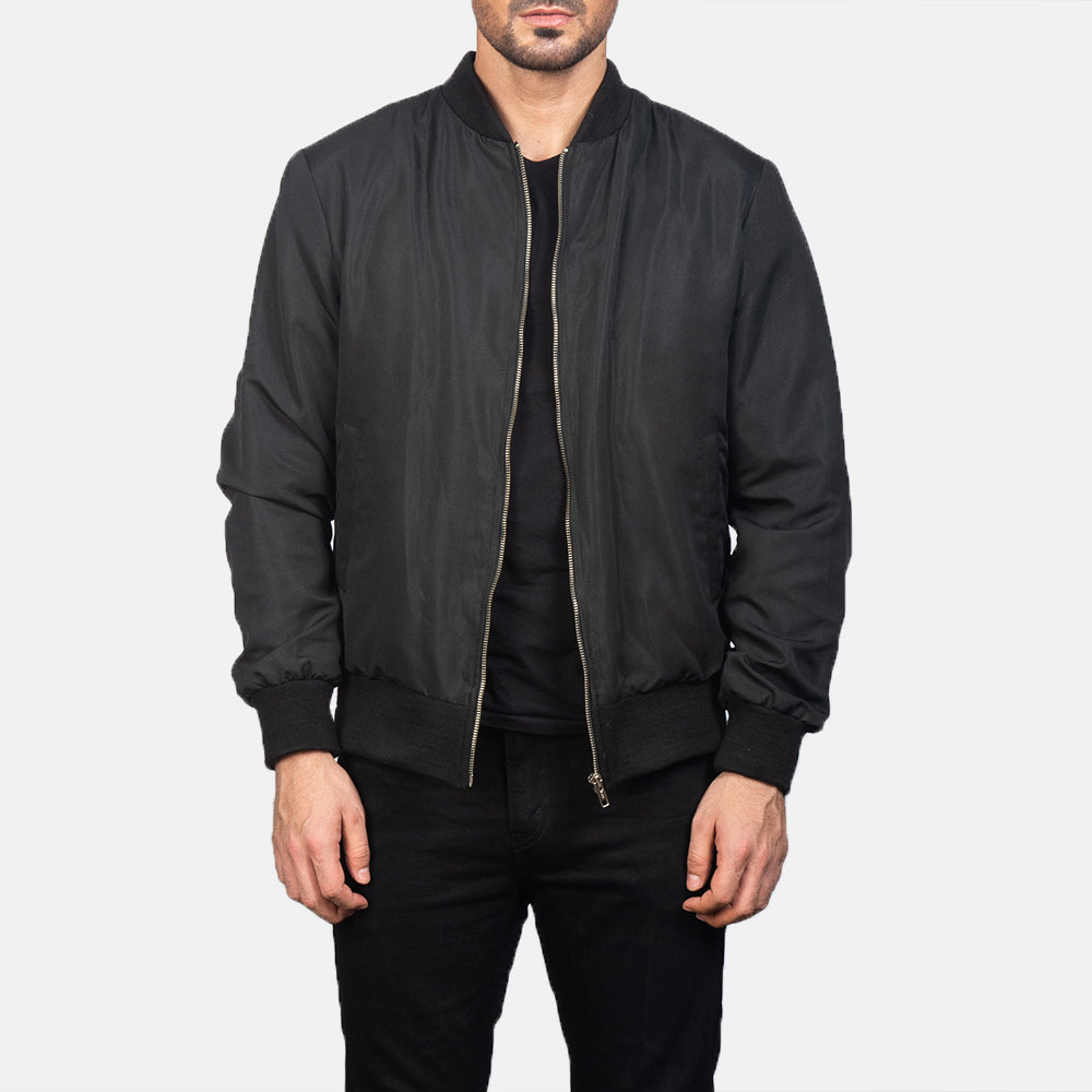 Mens black winter bomber jacket hotsell
