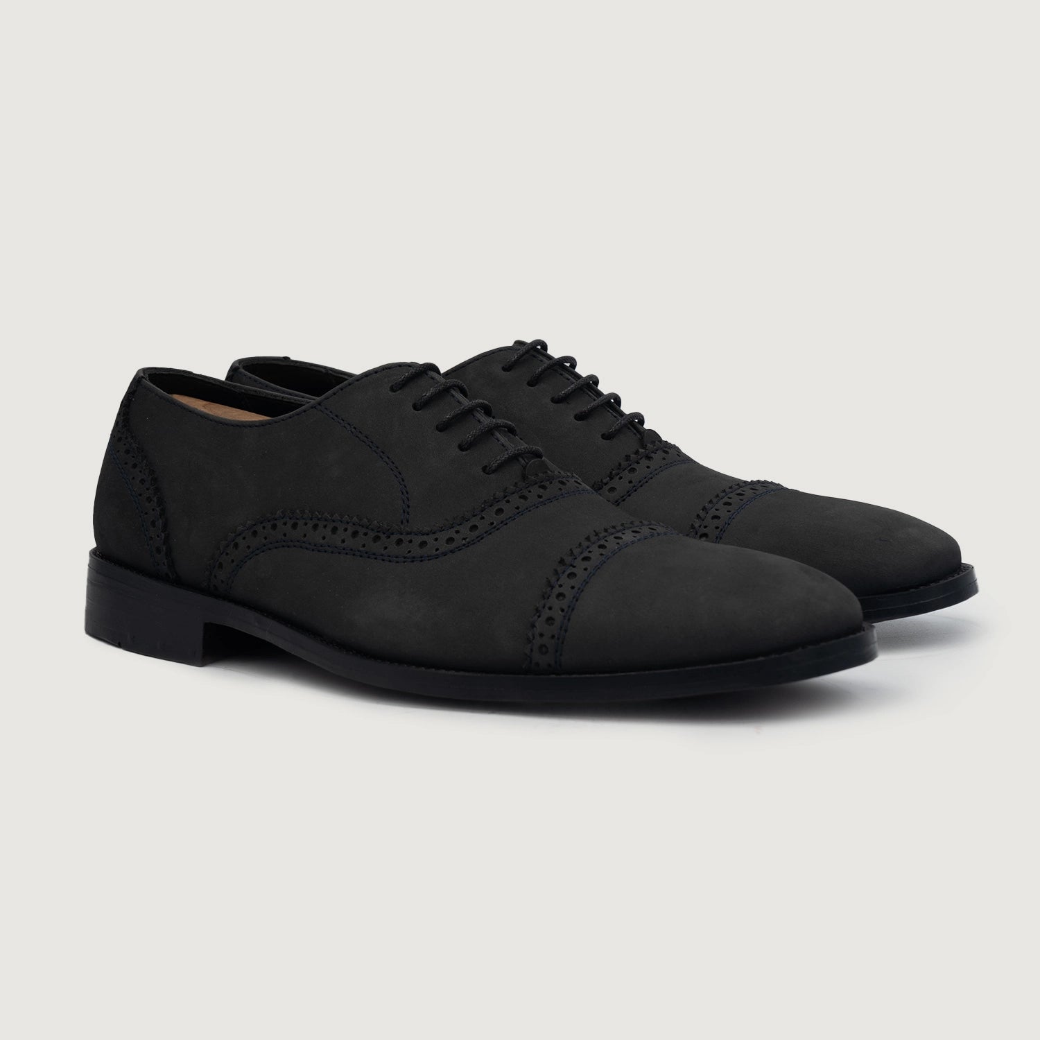 Chaussures Greyson Brogues Oxford en cuir nubuck noir pour hommes