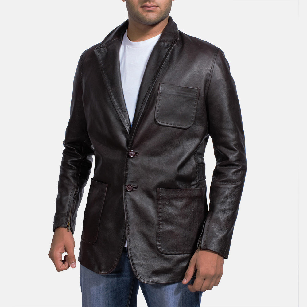Mens leather blazer jackets uk shop